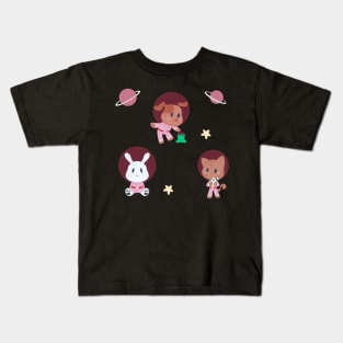 Baby Astronaut Animals in Pink Space Suits Kids T-Shirt